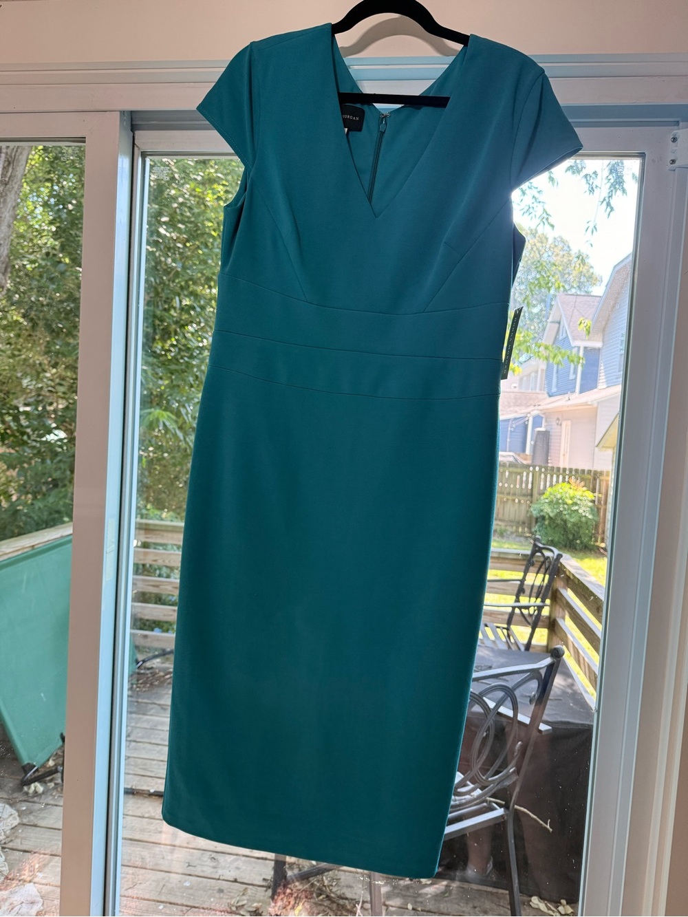 Donna Morgan Teal Cap-Sleeve Sheath Dress